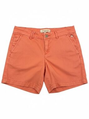 Anthropologie Coral-Orange Cotton Bermuda Shorts